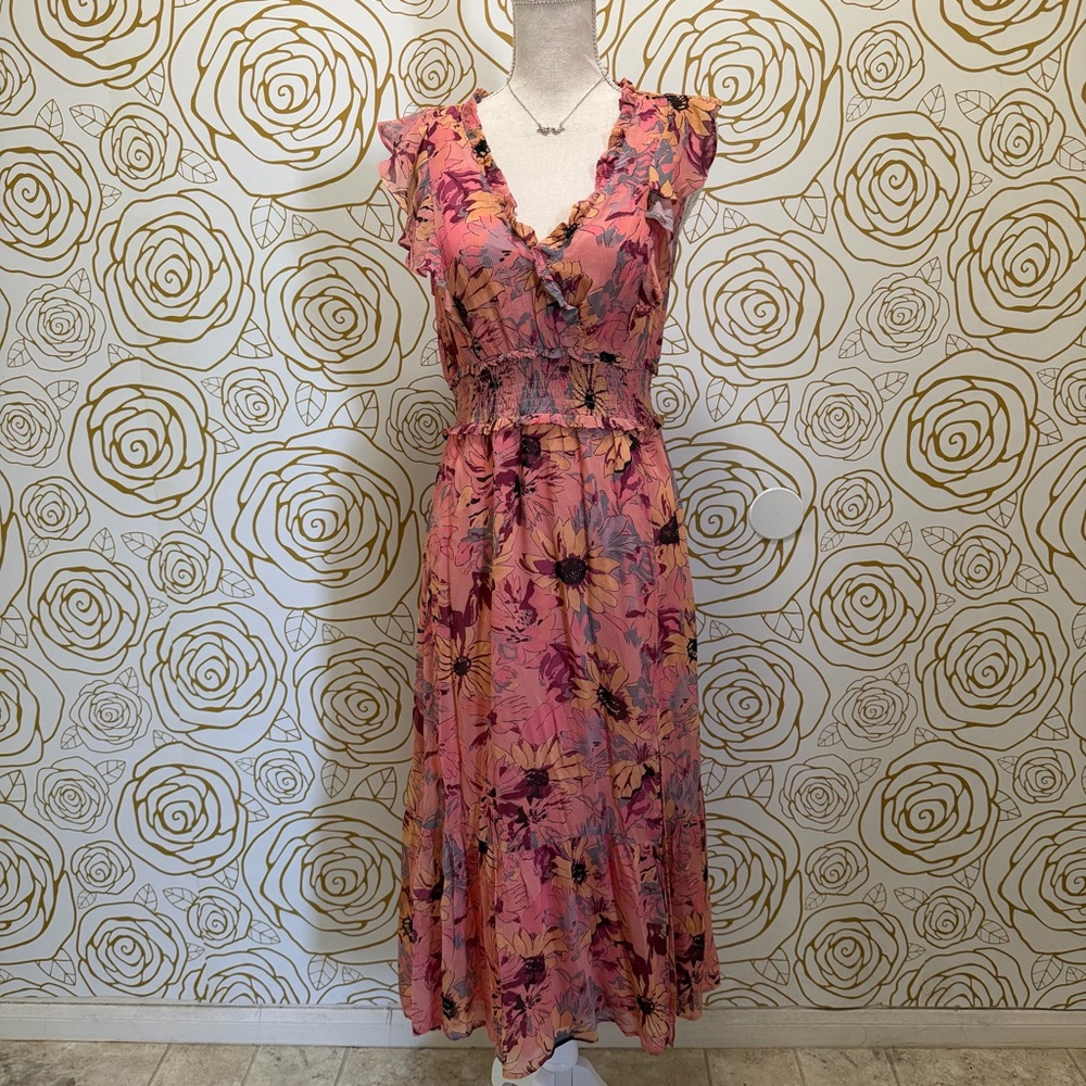 PAIGE Katharina Floral Sleeveless A-Line Silk Dress